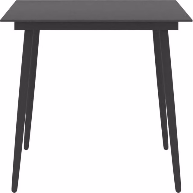 Berkfield Home Modern Black Garden Dining Table with Steel and Glass W/D/H: 80 x 80 x 74 cm