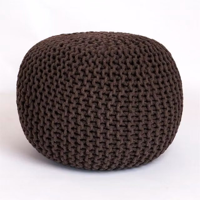 Roseley Brown Knitted Round Cylindrical Pouffe