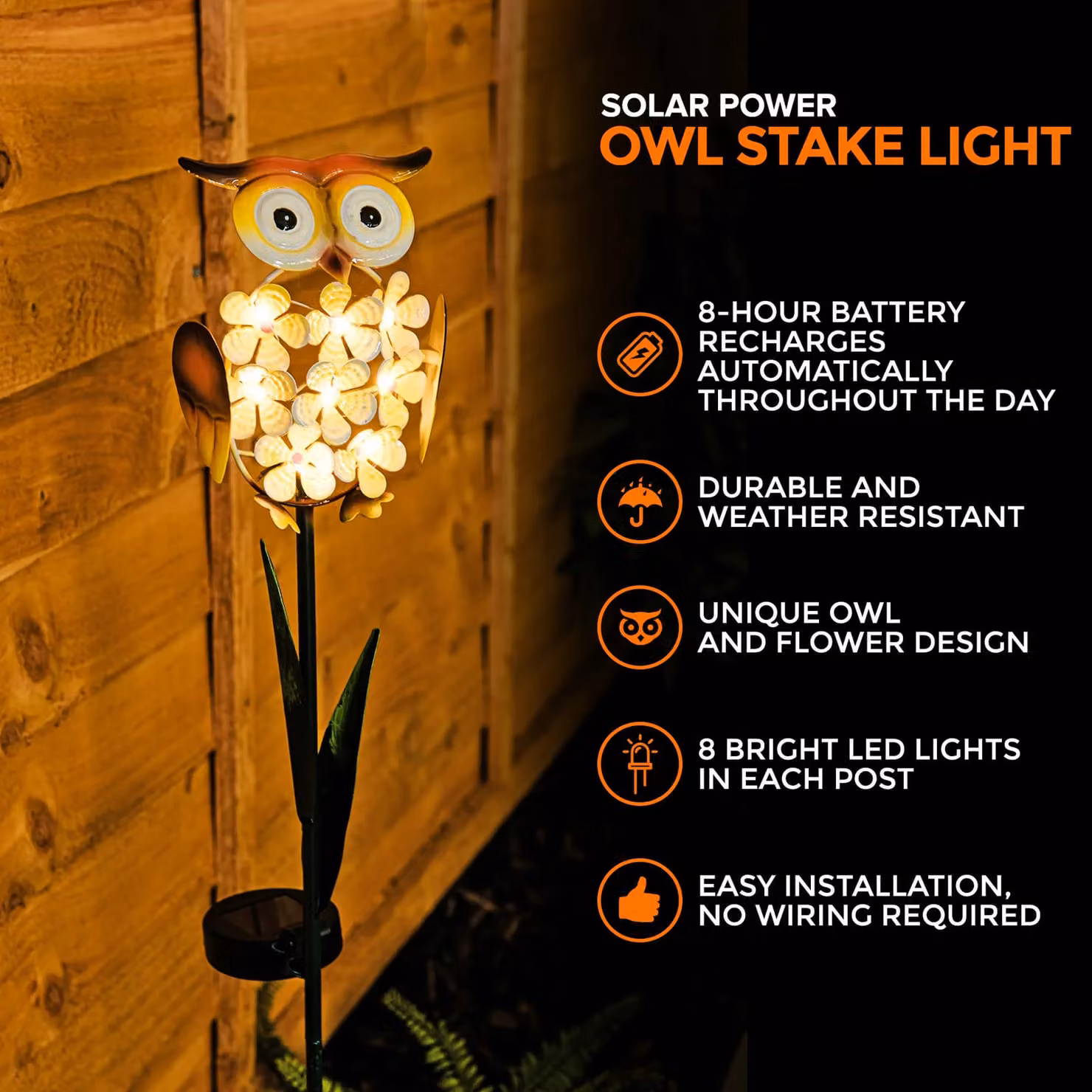 LIVIVO Owl-shaped LED Solar Garden Light in Yellow and White – 2