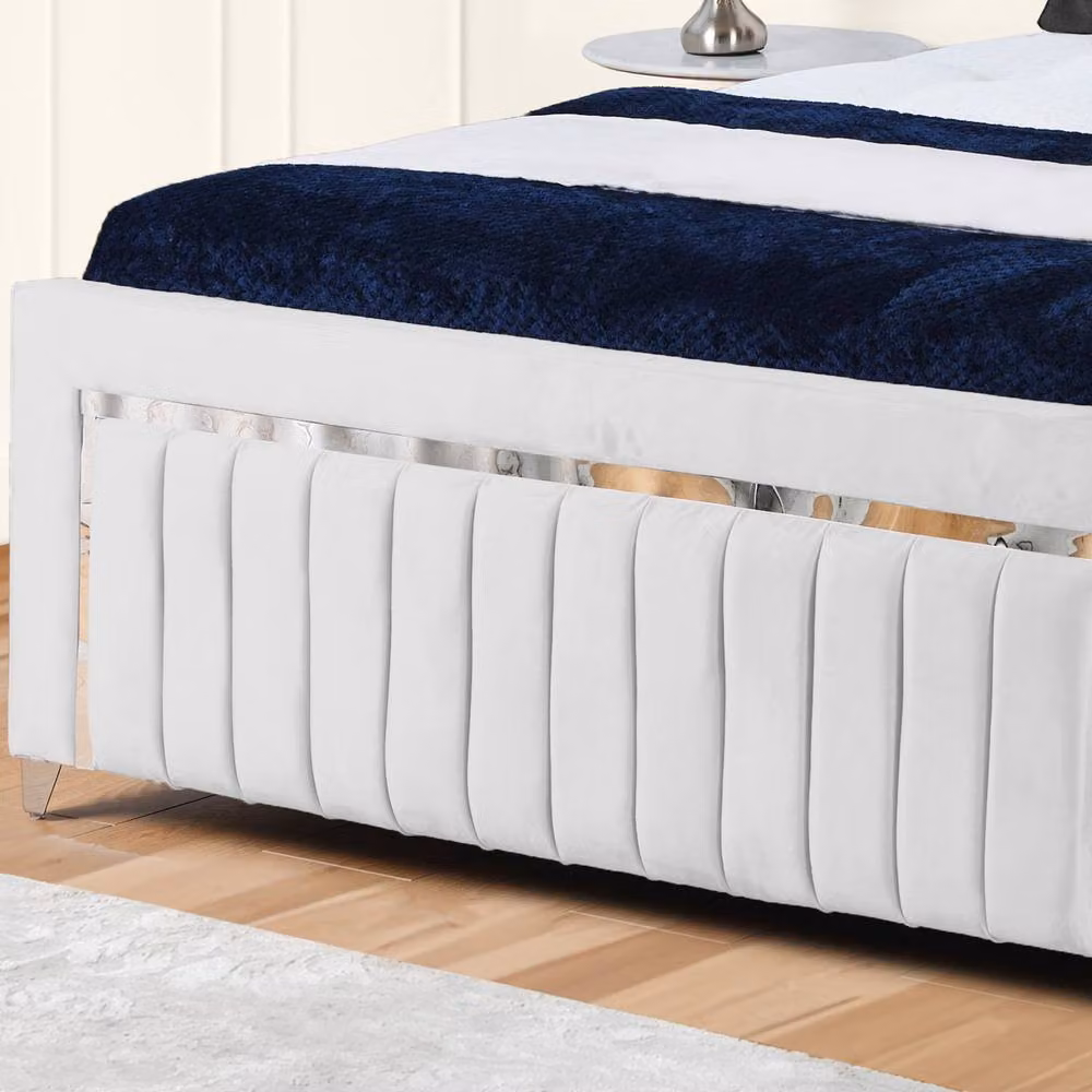 UK Bed Furniture White Upholstered Single Gas Lift Storage Bed with 48-inch Headboard W/D/H: 90 x 190 cm – 3