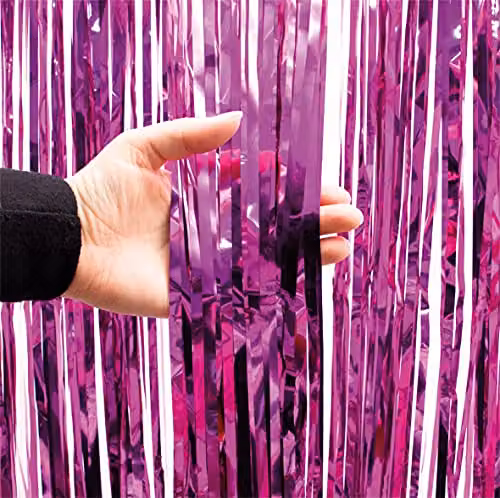 Netagon Metallic Tinsel Curtain, Pink, W: 100 cm, H: 250 cm – 2