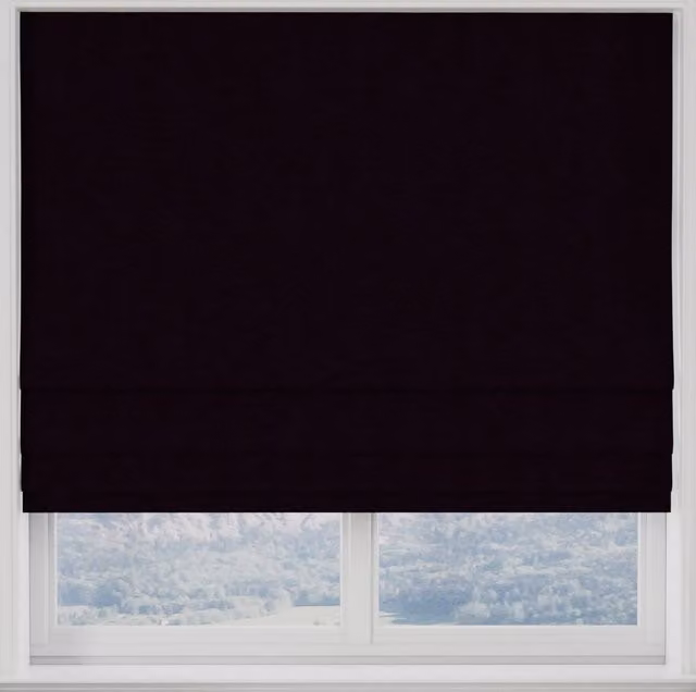 Kensington Made to Measure Blackout Roman Blind in Plain Aubergine Purple Polyester