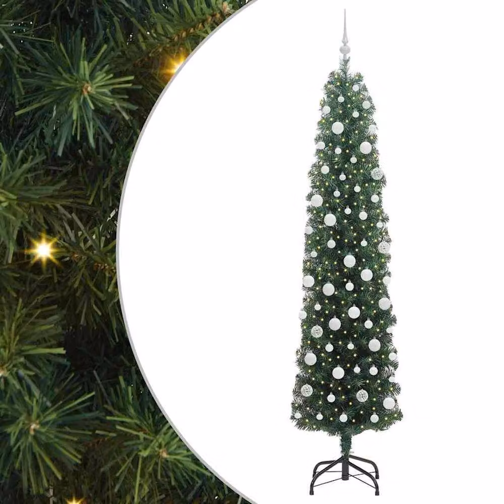 Berkfield Home Artificial Green Christmas Tree with 300 Warm White LEDs and Stand, Height: 210 cm – 2