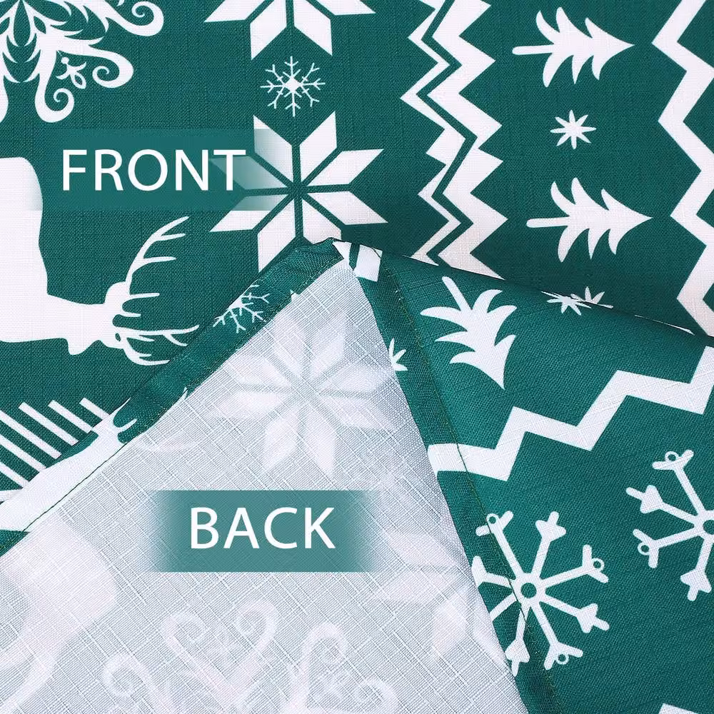 London Boutique Festive Christmas Waterproof Polyester Tablecloth in Green, 132 x 132 cm – 9