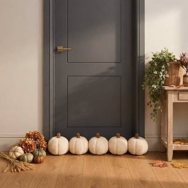 Garden Greatness Autumn Harvest 5 Pumpkin Draft Excluder in White