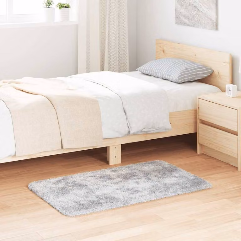 Berkfield Home NAVARRA Shaggy High Pile Rug, Silver Grey, W: 60 cm, L: 100 cm