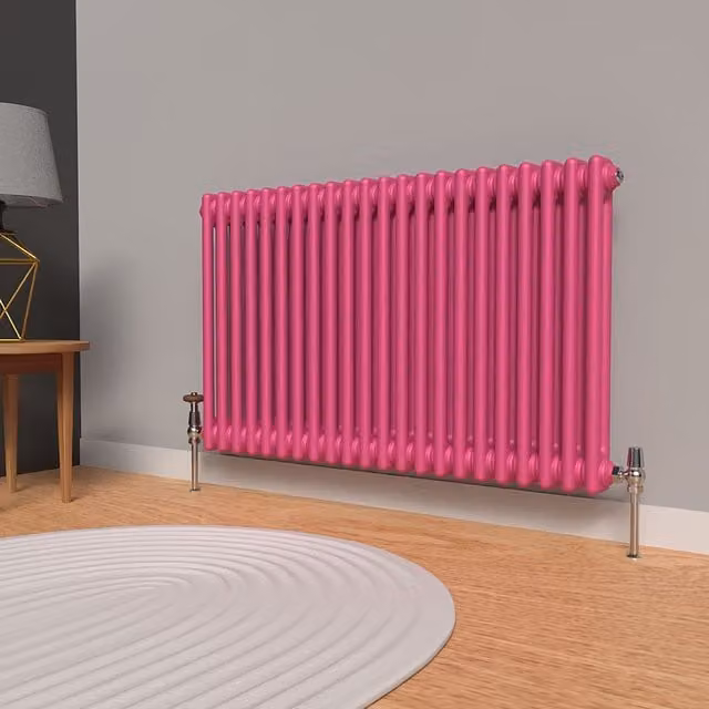 Lux Heat Horizontal Column Radiator in Barbie Pink, H: 60.0 cm, W: 101.0 cm