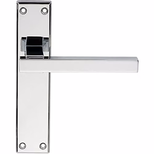 Loops Pair of Straight Square Handle on Latch Backplate, Polished Chrome, W: 180 mm, H: 40 mm