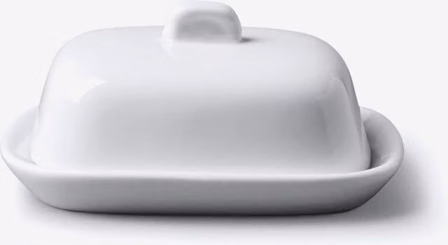 WM Bartleet & Sons White Porcelain Mini Butter Dish with Lid – 1