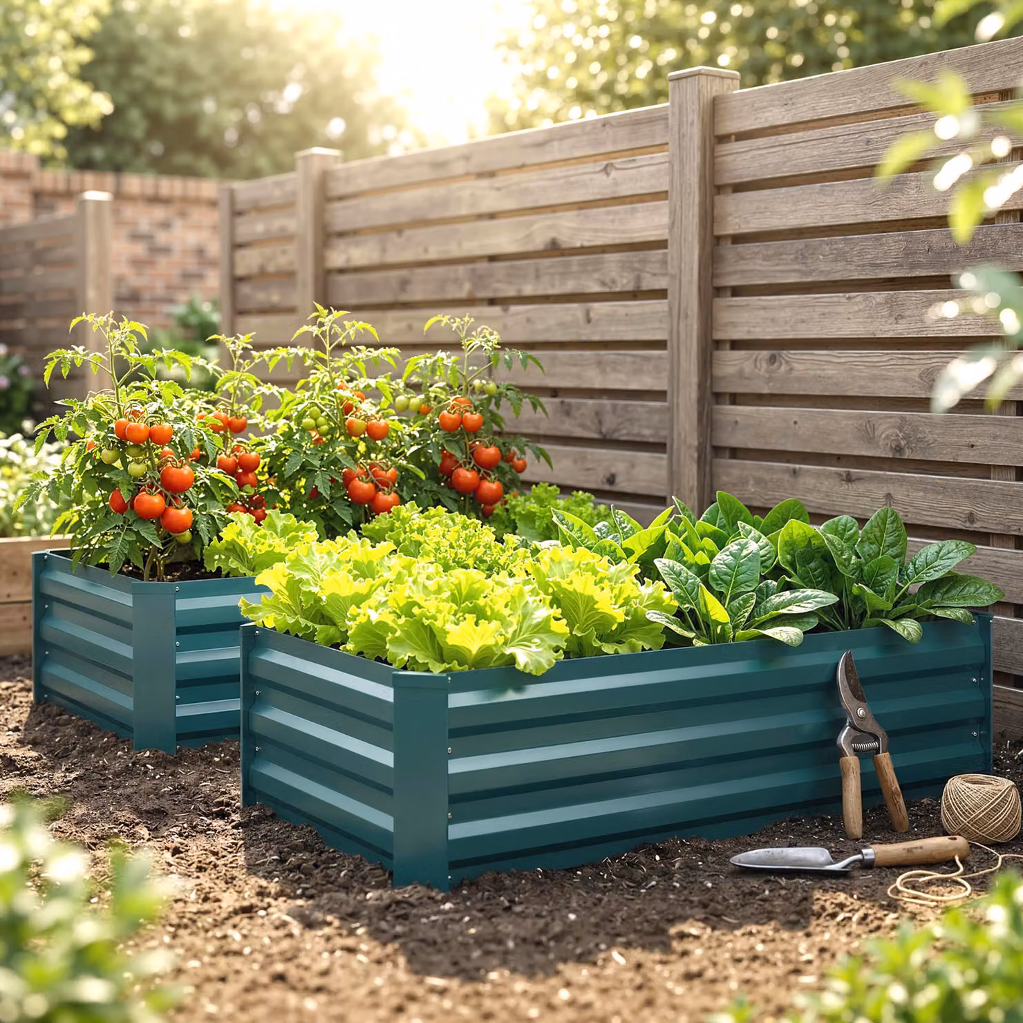 Outsunny Set of Two Green Galvanised Steel Raised Bed Planters for Vegetable Gardens, W/D/H: 100 x 60 x 30 cm – 2