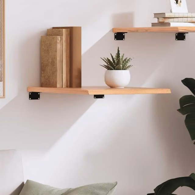 Berkfield Home Wall Mounted Rustic Oak Shelf, Brown, W: 50 cm, H: 40 cm, D: 2 cm – 1