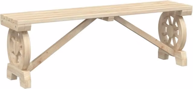Berkfield Home Beautiful Garden Benches, Set of 2, Solid Fir Wood in Light Tan/Beige, W/D/H: 115 x 39.5 x 28 cm