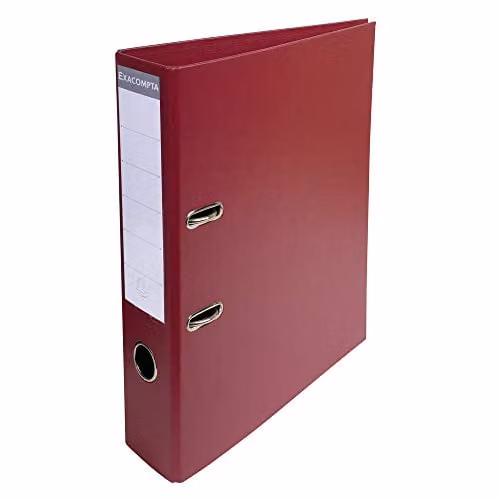 Exacompta Prem'Touch PVC Lever Arch File for A4 Documents, 2 Rings, Burgundy – 1