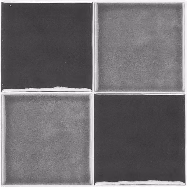 Livingandhome 30 Piece Gloss Self Adhesive Thick Wall Tile Stickers in Grey and Black