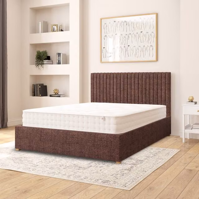 Aspire Grant Fabric Ottoman Storage Bed in Chocolate Brown Yorkshire Knit Fabric, W: 180 cm, D: 200 cm