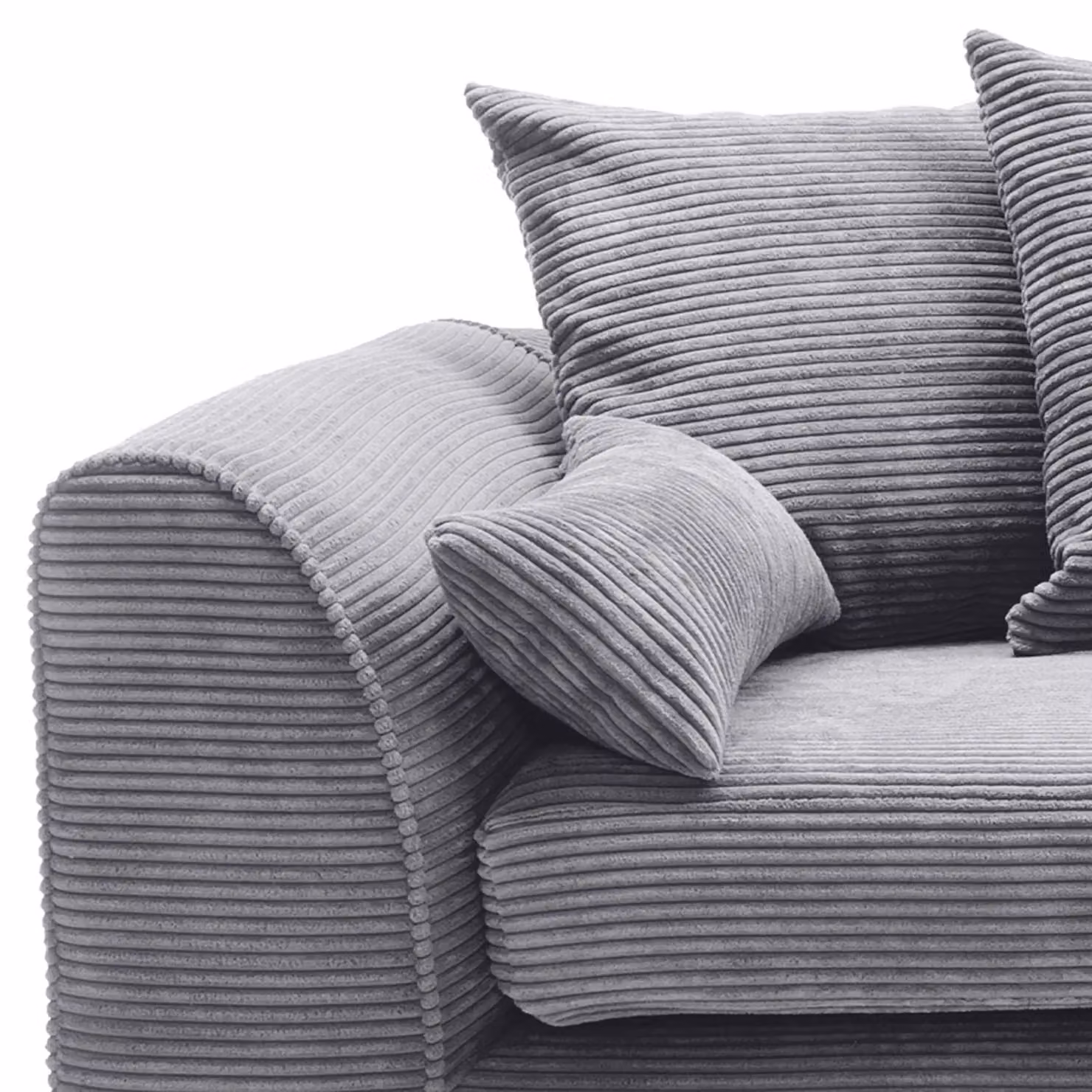 Abakus Direct Right Hand Corner Sofa in Grey Jumbo Cord Fabric, W/D/H: 212 x 164 x 78 cm – 7