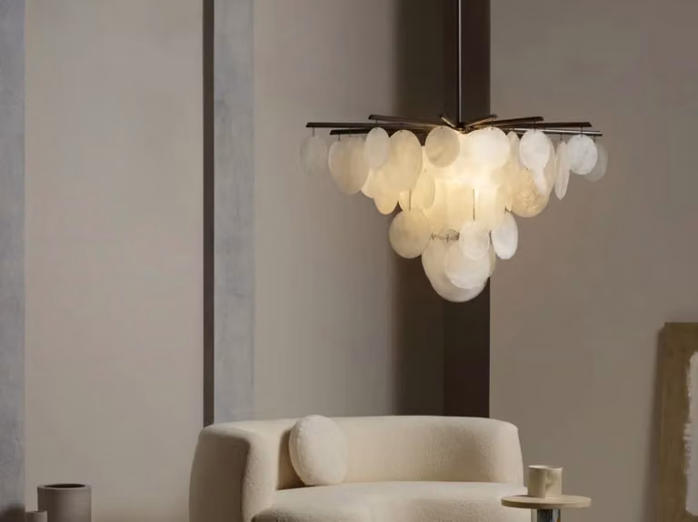 CTO Lighting Nimbus Large DALI-A Suspended Chandelier in White and Black Metal and Glass
