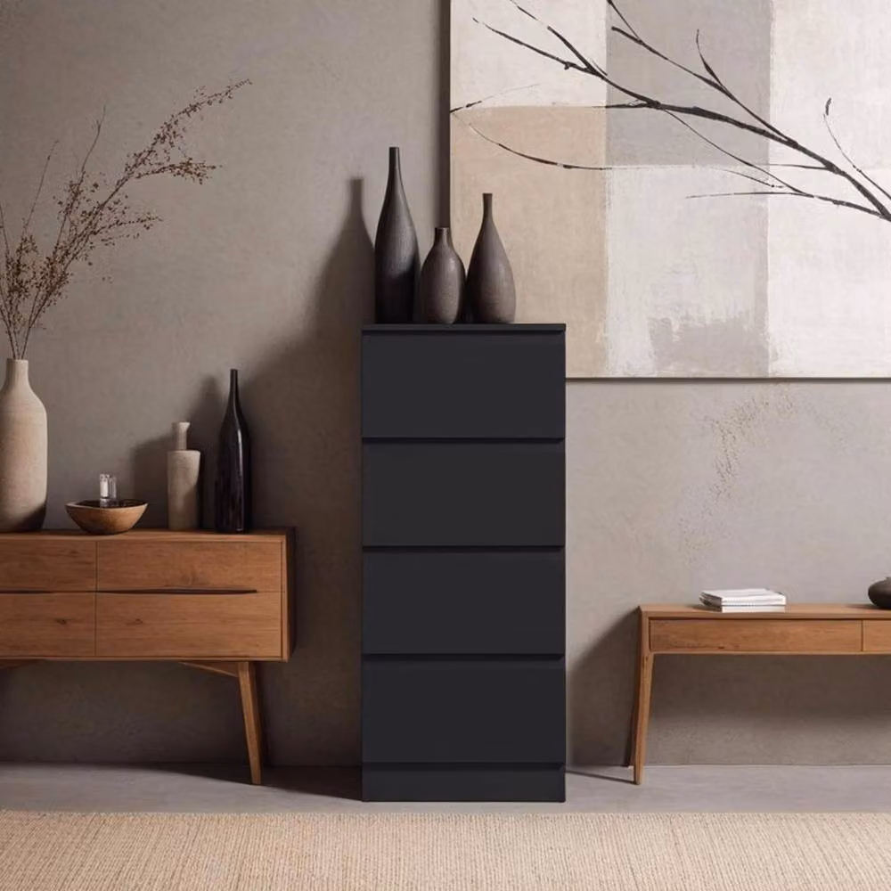 FORGEVIO Modern 4 Drawer Chest of Drawers in Black Matt – 3