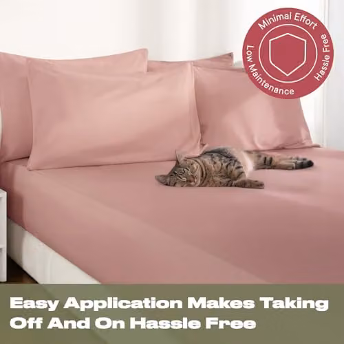 OHS Plain Microfibre Deep Fitted Bed Sheet, Pink, W/D/H: 137 x 190 x 25 cm – 3