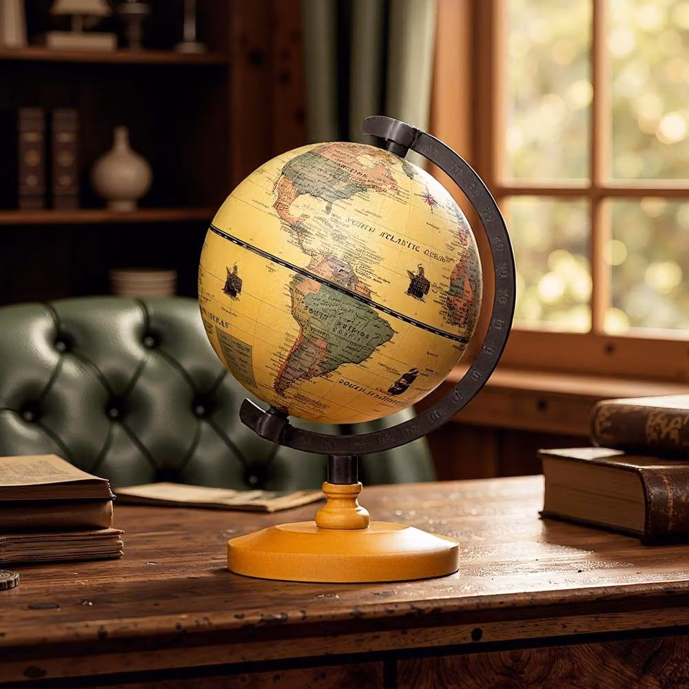 Costway Antique Mini Rotating World Globe in Bronze, Diameter: 14 cm – 7