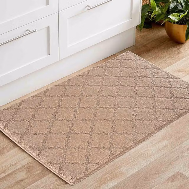 RugsbyDesire Beige Ivy Trellis Design Anti Slip Washable Runner Doormat, W: 60 cm, L: 110 cm
