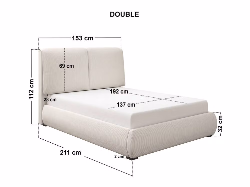Solace+Co Lydia Upholstered Ottoman Bed in Beige, W/D/H: 140 x 200 cm – 2