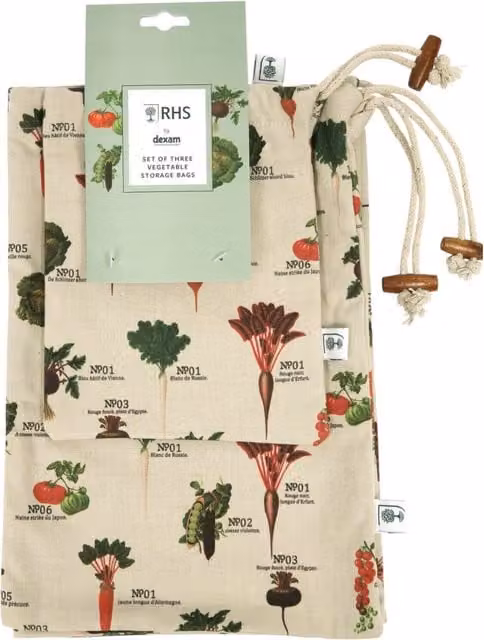 RHS by Dexam Benary Set of 3 Multicolour Fabric Vegetable Storage Bags