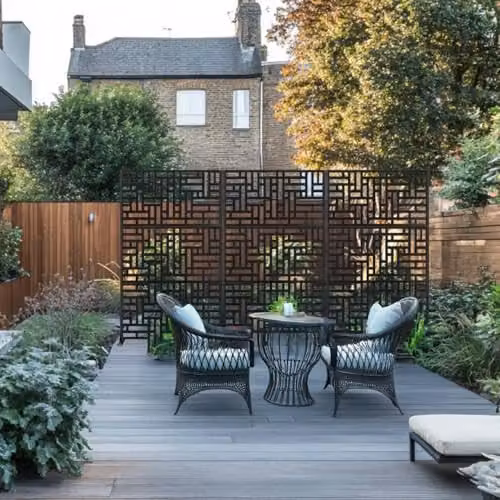 Nicoman Black Metal Outdoor Privacy Screen and Freestanding Paravent, W/H: 90 x 180 cm – 5