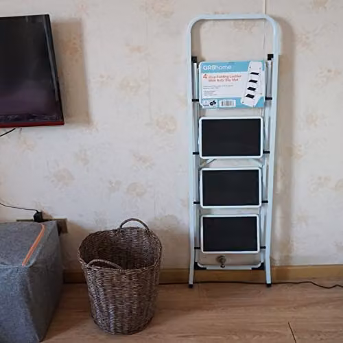 Gr8 Home 4 Step Foldable Steel Ladder Stool in White – 2