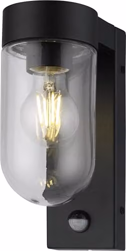 CGC Lighting Rowan Black Outdoor Wall Lantern with PIR Motion Sensor and Glass Diffuser – 5
