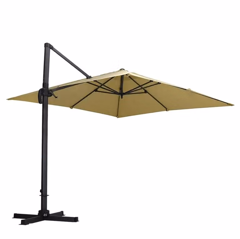 Cheap Furniture Warehouse Khaki Square Cantilever Garden Parasol Umbrella with Steel Frame