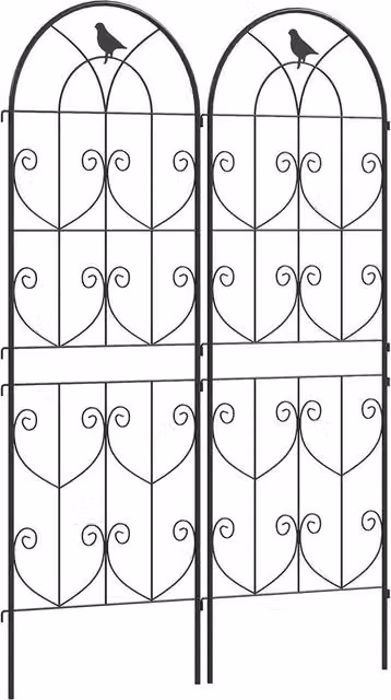 FLAVORA Set of 2 Black Metal Garden Trellis Supports for Climbers, H 150 cm x W 50 cm – 1