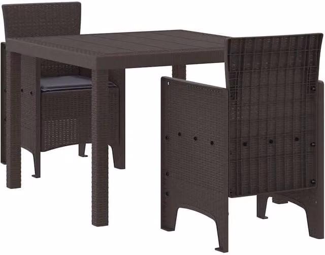 Berkfield Home Garden Dining Set, Set of 3, Brown Plastic Rattan