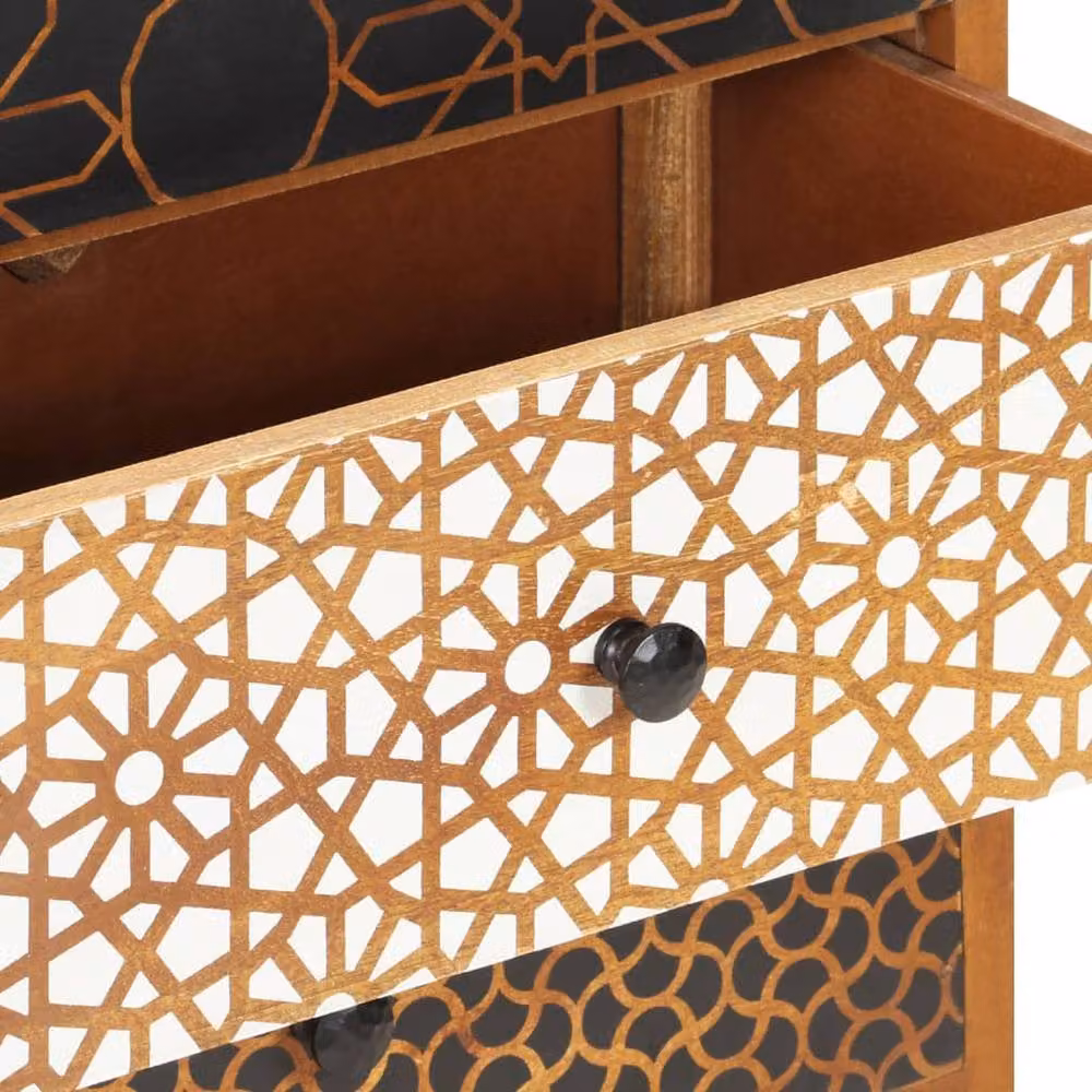 Berkfield Home Mid-Century Geometric Pattern Sideboard in Brown Solid Mango Wood W/D/H: 90 x 30 x 70 cm – 3