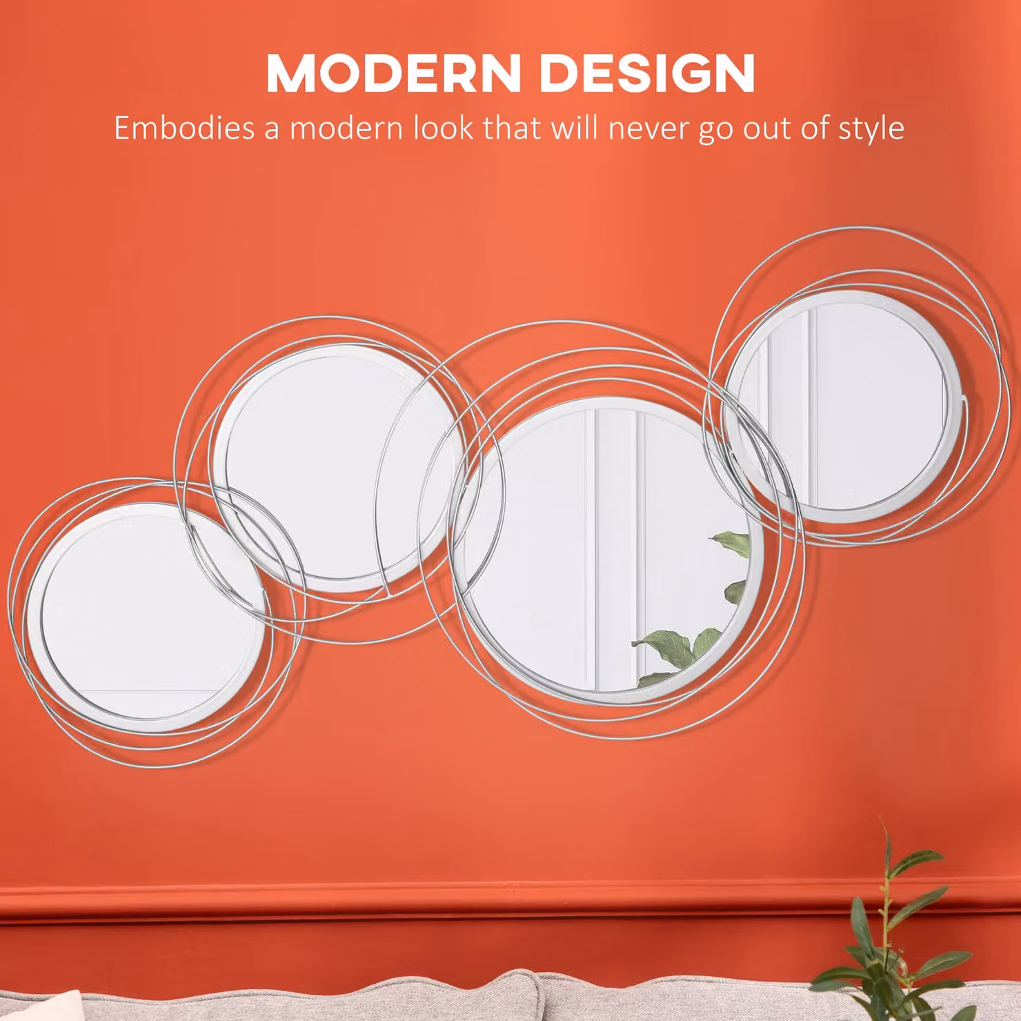 HOMCOM Modern Geometric Metal and Glass Round Wall Art Decor in Silver or Gold – 2