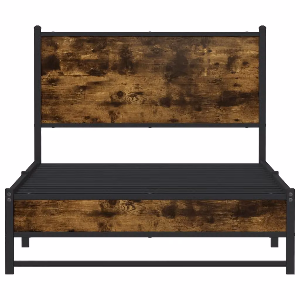 Berkfield Home Metal Bed Frame in Smoked Oak Brown, W/D/H: 100 x 200 cm – 3