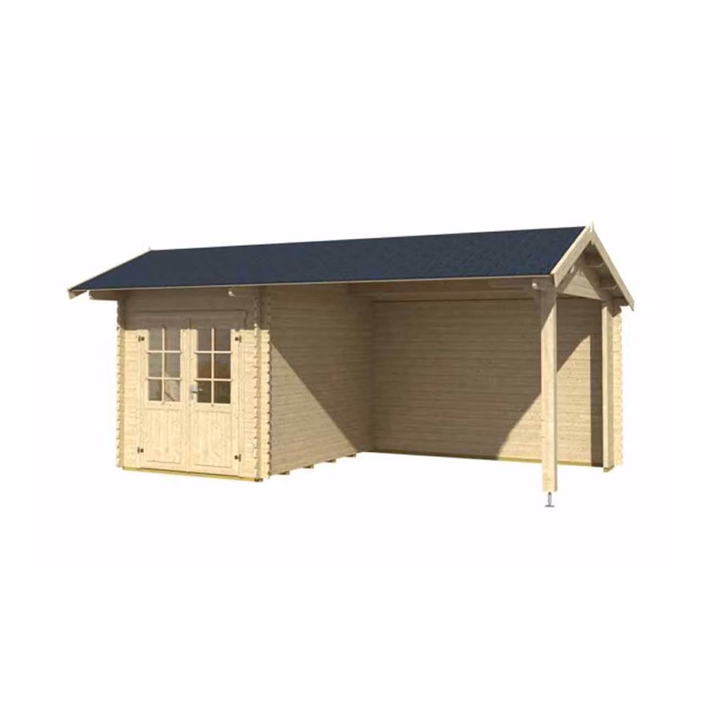 Lasita Maja Ltd Kenzo 300 Log Cabin Garden Room and Home Office in Light Brown, W: 389.3 cm, D: 580 cm, H: 273.6 cm – 2