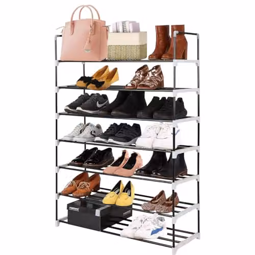MantrRaj 7 Tier Metal Shoe Rack, Black – 1