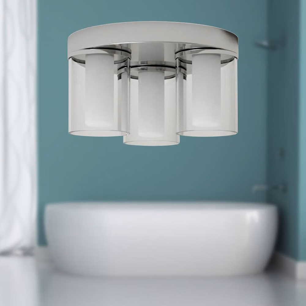 First Choice Lighting Wren Set of 2 Chrome Bathroom Flush Ceiling Lights with Silver Glass Shades – 4