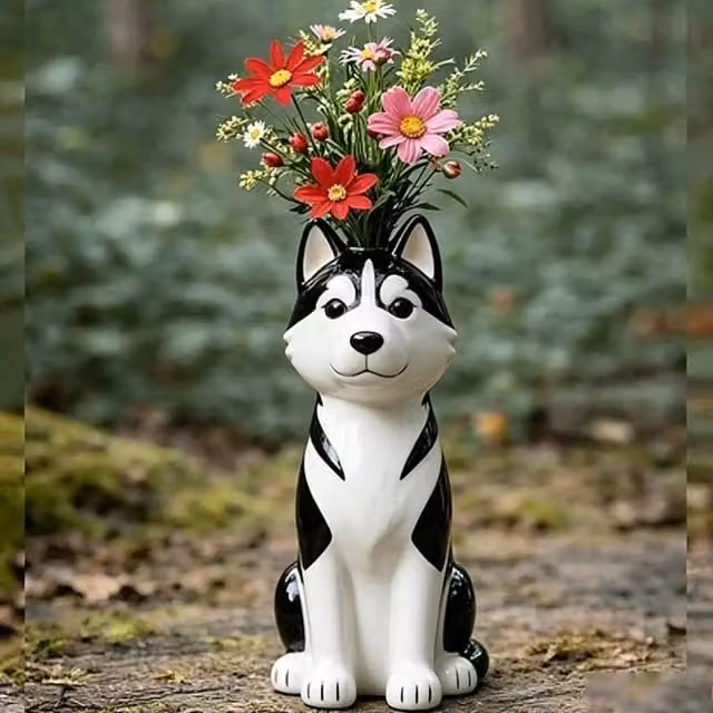 Quipulse Style 6 Cute Dog Shaped Decorative Flower Vase in Multicolour