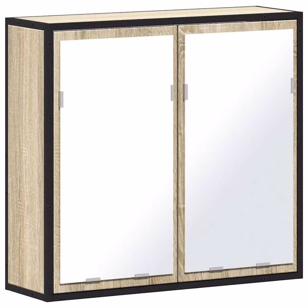 Berkfield Home Modern Wall Mounted Bathroom Mirror Cabinet in Sonoma Oak and Light Beige, W/D/H: 65 x 20 x 60 cm – 2