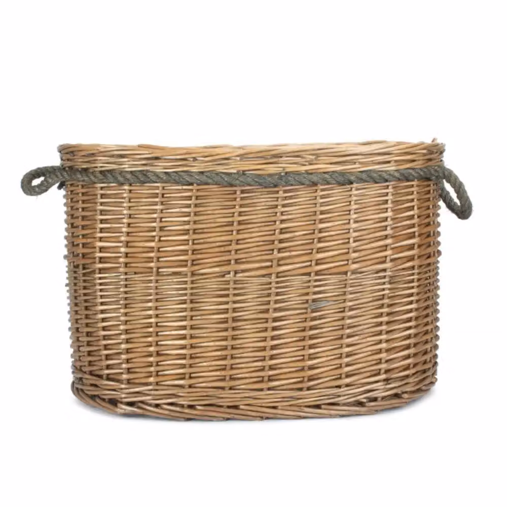 Red Hamper Oval Wicker Log Basket with Rope Handles in Brown, 58 cm – 2