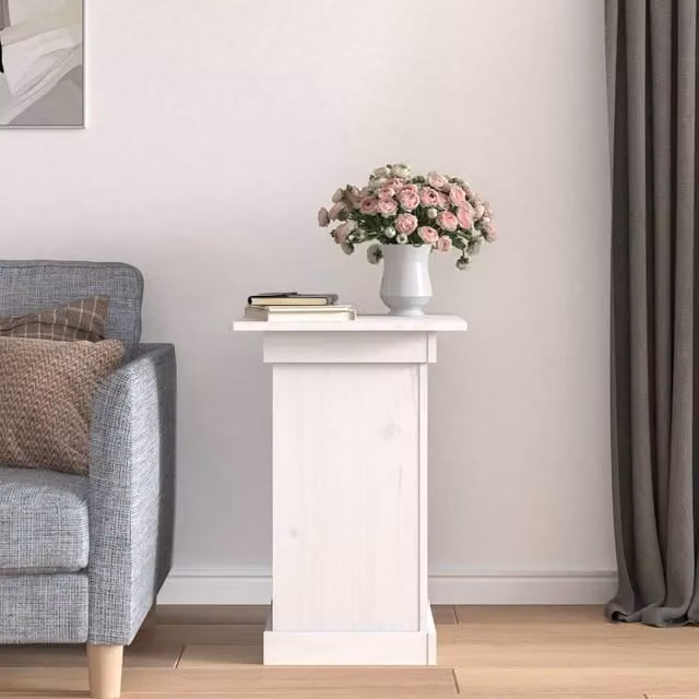 Berkfield Home Beautiful Flower Stand in White Solid Wood, W/D/H: 40 x 40 x 60 cm – 1