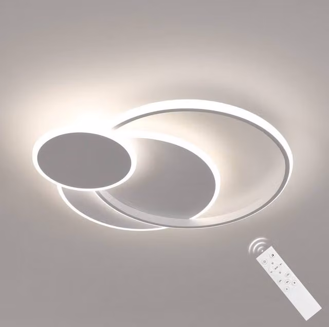 Pheashine White Round LED Ceiling Light, 38W Dimmable Flush Mount Lamp with Remote Control – 1