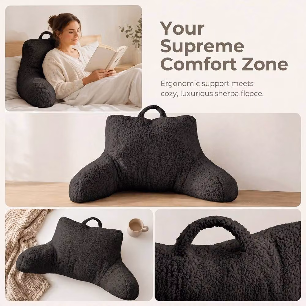 PAWNORA Black Contoured Wedge Backrest Support Pillow with Soft Cotton and Polyester Material – 4