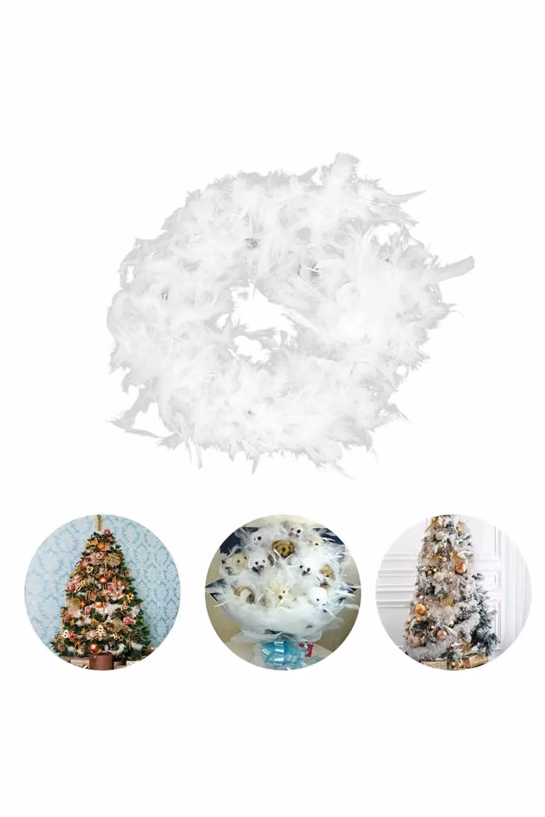 Living and Home White Feather Vine, 2m Hanging Decoration for Christmas, Weddings and Parties