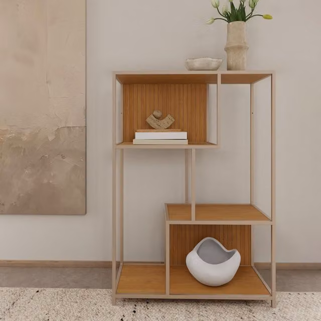 Furniture To Go Seaford Bookcase with 5 Shelves in Oak and Grey