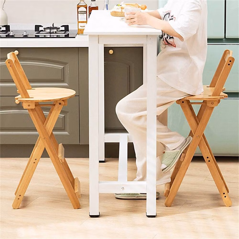 PAWNORA Bamboo Bar Stools in Natural Brown for Kitchen and Breakfast Bars – 4
