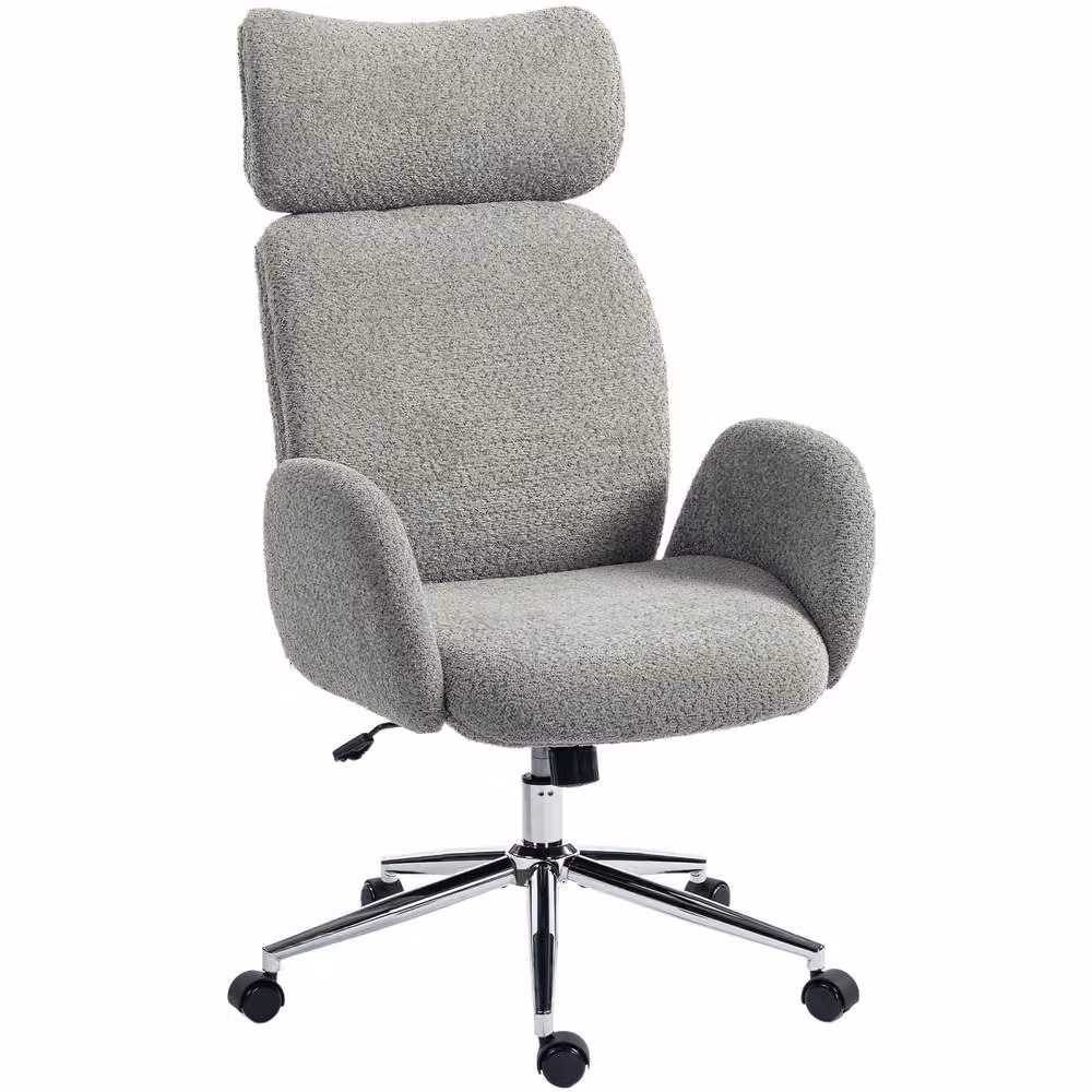 HOMCOM Modern Swivel Office Task Chair with Adjustable Headrest and Armrests, Dark Grey – 2