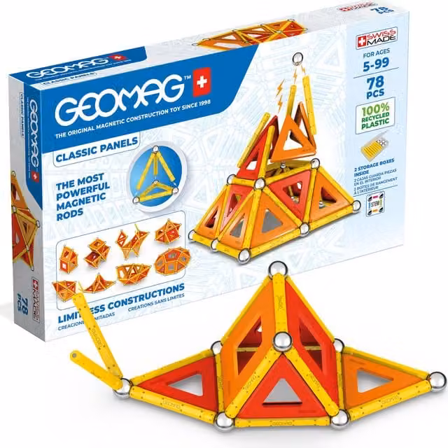 Geomag Magnetic Panels Creative Building Set with Rods and Balls, 78 Pieces, White
